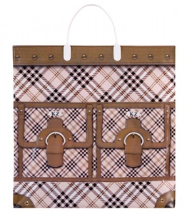 Пакет с пластмассовыми ручками (37х37+10) Клетка с карманами 10/50