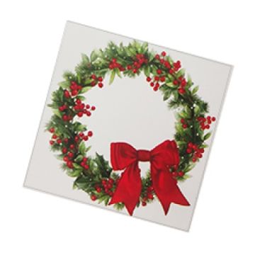 НГ Салфетки (33х33) 3-сл Венок с бантиком (20) 1/12