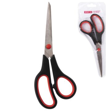 Ножницы 195мм метал черно-красные вставки европодвес в чехле Everday Staff 1/12