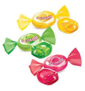 Продукты, Карамель с соком малины яблока лимоны 0,5кг 1/12