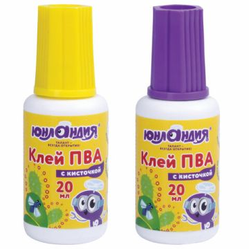Клей ПВА 20г с кисточкой ЮНЛАНДИЯ 1/10/120