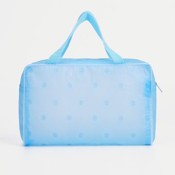 Косметичка ПВХ  20x9x13см на молнии голубая 1/600