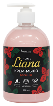 Мыло жидкое крем 500мл с дозатором HOME Liana Клубника Hermes Industry 1/15