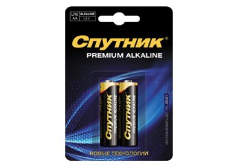 Элемент питания Спутник АА Premium Alkaline LR6/2В (2шт) блистер 1/12/240