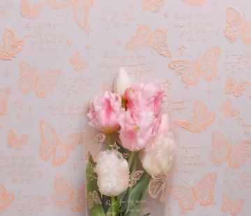 Ролик 70см х8м пленка полипропилен с рисунком Бабочки оранжевый 1/10