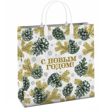 НГ Сумка пластиковая (30х30)-150 Белая зима Интерпак 1/40