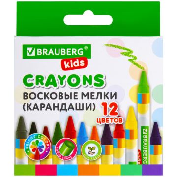 Карандаши восковые 12цв BRAUBERG KIDS 1/24/288 