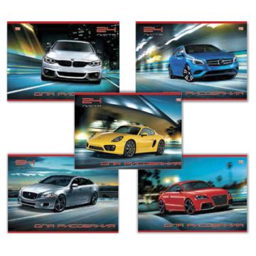 Альбом для рисования 24л А4 обложка офсет Мотошоу (5 видов) HATBER 1/11/55