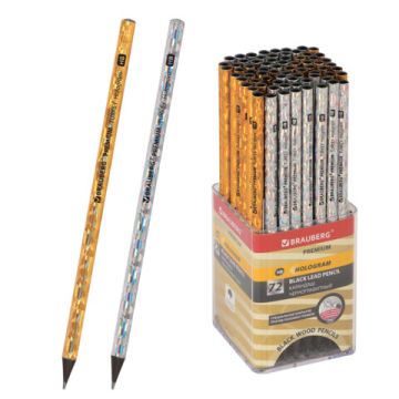 Карандаш ч/гр HB ассорти, дисплей Hologram BRAUBERG PREMIUM TURKEY 1/72/1728