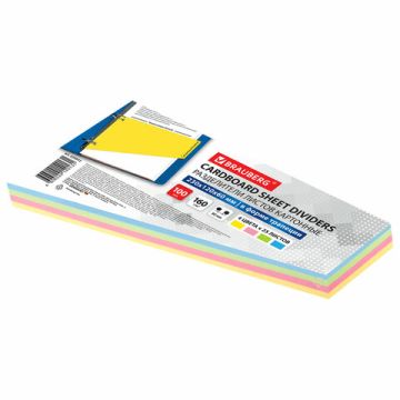 Разделители листов (трапеция 230х120х60 мм) картонные, КОМПЛЕКТ 100 штук, ассорти, BRAUBERG 1/50