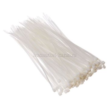 Хомуты (стяжки) пластиковые 4,0 ммх300 мм комплект 100 шт белые 1/100 