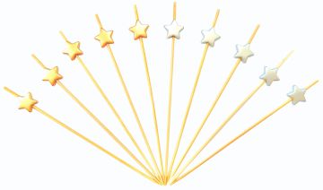 Пика для канапе Звезда золото/серебро 12см (100шт) 1/40