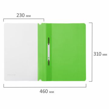 Папка скоросшиватель с прозр верхн лист BRAUBERG А4 салатовый 1/25