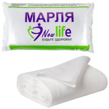 Марля медицинская отбеленная NEW LIFE ОТРЕЗ 0,9х10м, плотность 36 (+-2) г/м2  1/20 (клиент)