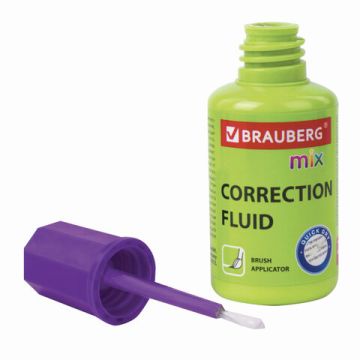 Корректирующая жидкость штрих 20мл флакон с кисточкой быстросохнущая MIX BRAUBERG 1/15