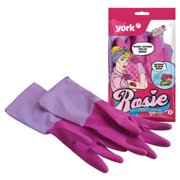 Резиновые перчатки с х/б напыл латекс хозяйств рифл пальцы Роза YORK М 1/48