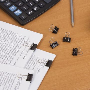 Зажимы для бумаг 19мм на 60л (12шт) черные в картонной коробке Brauberg 1/300