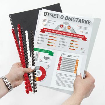 Пружины пласт. д/переплета BRAUBERG, КОМПЛЕКТ 100шт, 14 мм (для сшивания 81-100л), белые 1/10