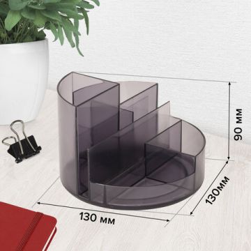 Подставка-органайзер 130х130х90мм 6 отделений серая ROUND Brauberg 1/8 (Клиент)