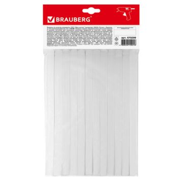 Клеевые стержни диаметр 11мм длина 200мм белые12 шт BRAUBERG 1/50/100 (Клиент)