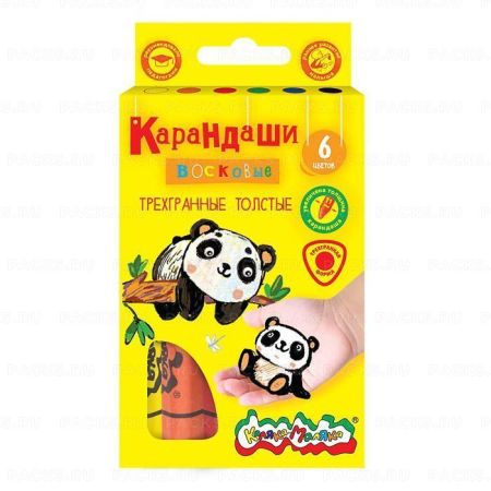 Карандаши восковые 06цв Каляка-Маляка утолщ трехгран 1/12/144