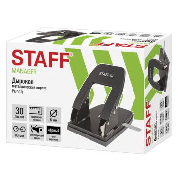 Дырокол на 30листов металлический черный Manager Staff 1/24