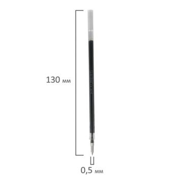 Стержень гелевый черный 130мм зел 0,5мм линия письма 0,35мм евронаконечник BRAUBERG 1/20