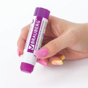 Клей-карандаш 15г обесцвечивающийся цветной BRAUBERG 1/20/480