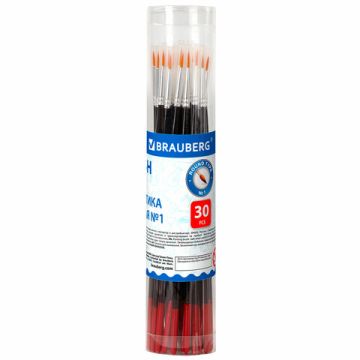 Кисть синтетика круглая №1 BRAUBERG 1/30
