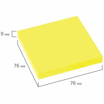 Блок самоклеящийся 76х76мм 100л желтый неон STAFF 1/24