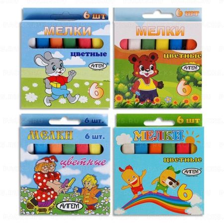 Мелки цветные 06шт квадратные АЛГЕМ 1/81