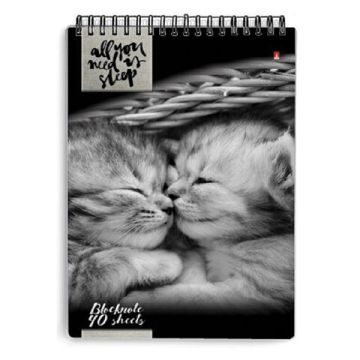 Блокнот 40л А5 131х198мм клетка гребень обложка лам картон (5 видов) АЛЬТ Кошки 1/5/50