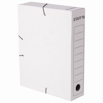 Папка архивная с резинкой 75мм до 700л белая микрогофрокартон STAFF 1/20  (Клиент)
