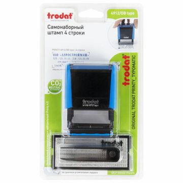 Штамп самонаб 4-стр оттиск 47х18мм синий б/рамки TRODAT IDEAL корпус синий касса 1/10 (клиент)