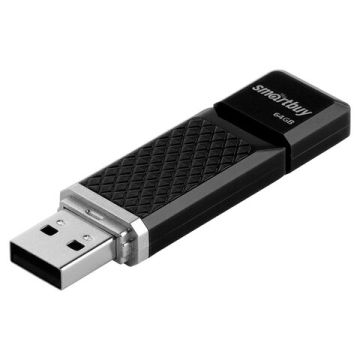 Флэш-диск 64 GB SMARTBUY Quartz USB 2.0 черный SB64GBQZ-K 1/180 (Клиент)