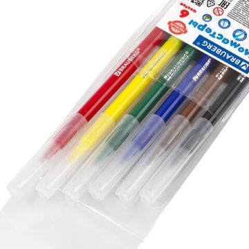 Фломастеры 06цв классические, вент. колпачек, европодвес BRAUBERG PREMIUM 1/48