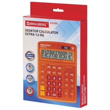 Калькулятор настольный BRAUBERG EXTRA-12-RG (206x155мм) 12разр оранжевый 1/20/40 (Клиент)