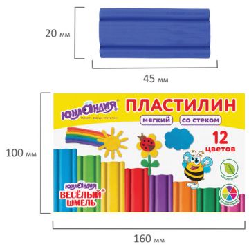 Пластилин 12цв 180г мягкий со стеком ЮНЛАНДИЯ Веселый шмель 1/32