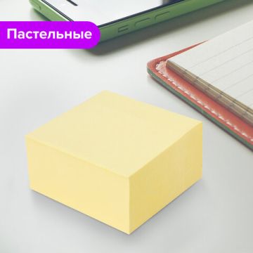 Блок самоклеящийся (стикеры) BRAUBERG 76*76мм, 400 листов, желтый, 1/6
