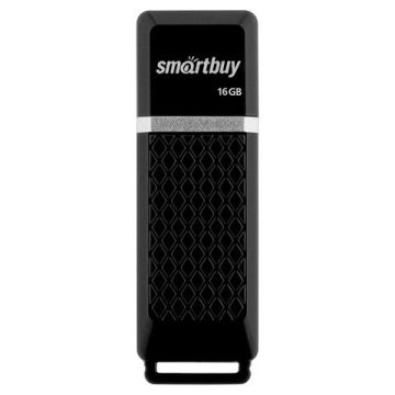 Флэш-диск 16 GB SMARTBUY Quartz, USB 2.0, черный SB16GBQZ-K 1/100 (Клиент)
