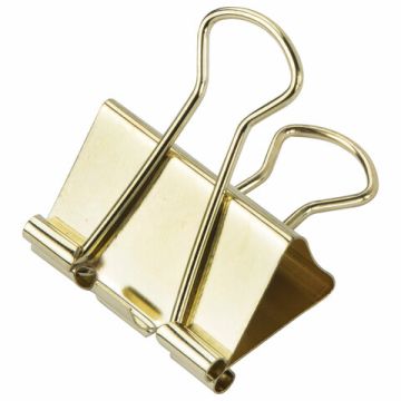 Зажимы для бумаг BRAUBERG EXTRA, КОМПЛЕКТ 12 шт, 32 мм, на 140 л, золотистые, европодвес 1/5/10