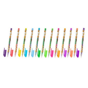 Набор гелевых ручек 12цв узел 1мм линия 0,7мм неон BRAUBERG KIDS CUTE ANIMALS 1/12