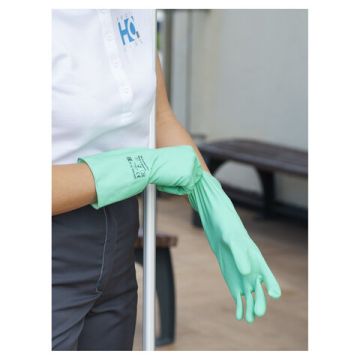 Резиновые перчатки КЩС латексные прочные х/б напыление разм 7,5-8 зеленые HQ Profiline 1/50