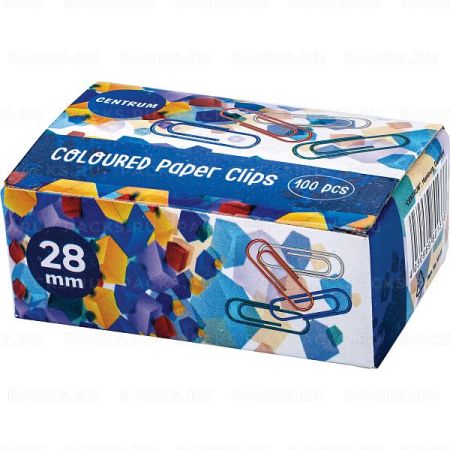 Скрепки 28мм 100шт цветные Centrum 1/10/250