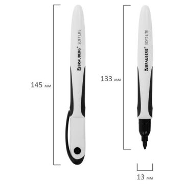 Маркер для доски черный 3мм стираемый SOFT LITE BRAUBERG 1/12