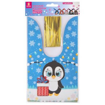 НГ Пакет подарочный (13,8х23) с ушками с зажимами полиэтилен 35/175