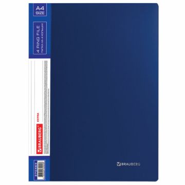 Папка на 4 кольцах EXTRA BRAUBERG 25мм синяя 0,7мм 1/30 (Клиент)