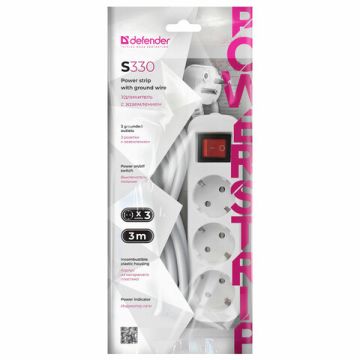 Сетевой фильтр 3м DEFENDER ES 3 розетки белый 1/30 (Клиент)