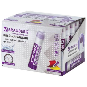 Клей-карандаш 09г Хамелеон красный BRAUBERG 1/30 (Клиент)