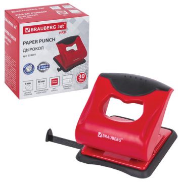 Дырокол на 30листов красно-черный Jet Pro Brauberg 1/6/48